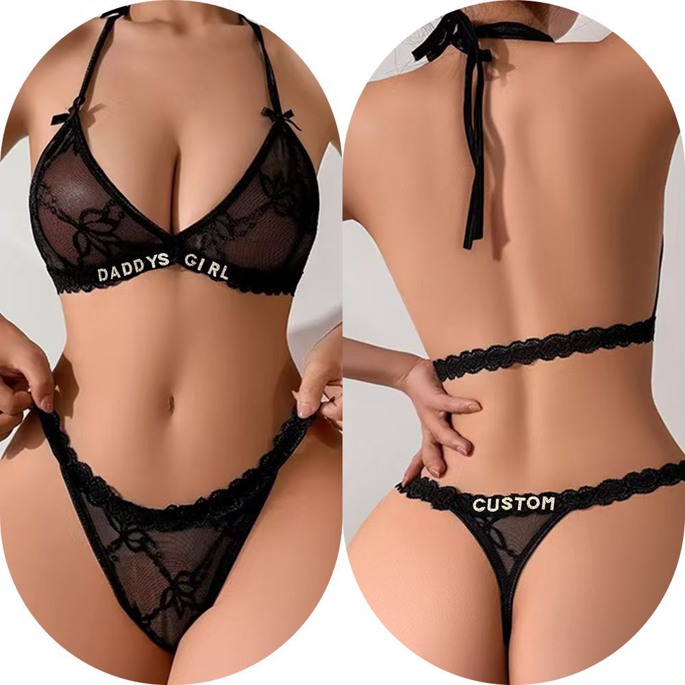 Customized crystal letter lingerie set