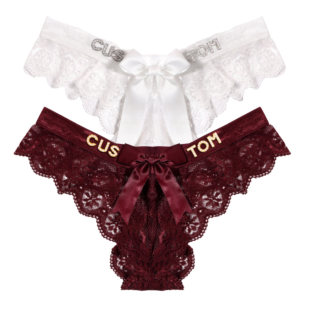 2-Pack Customized letter lace bow thongs
