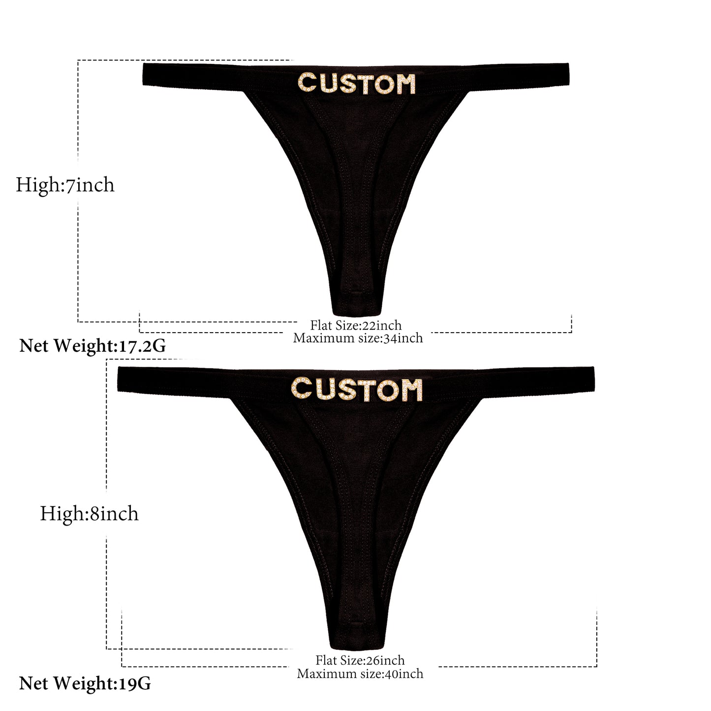 Personalized Crystal Letters Thongs