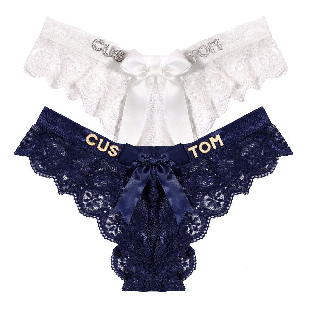 2-Pack Customized letter lace bow thongs
