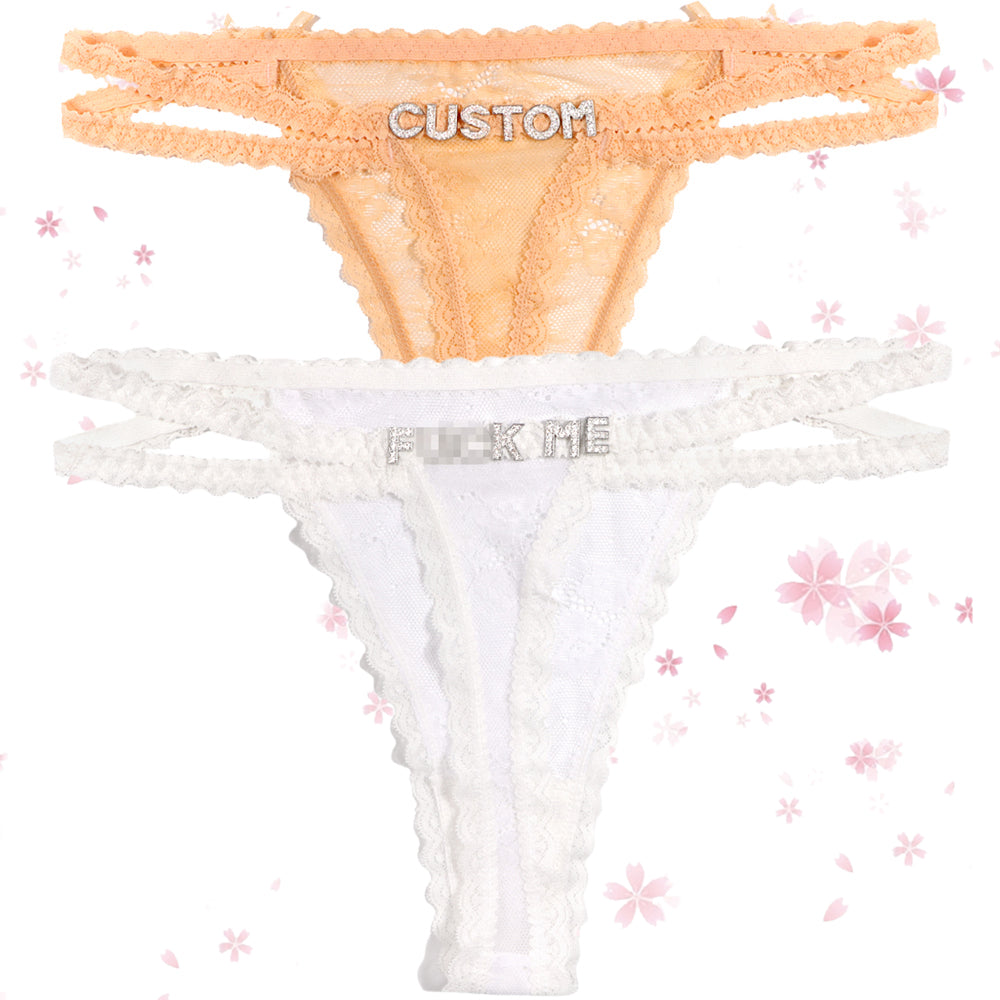 2-Pack Custom lettered lace thongs