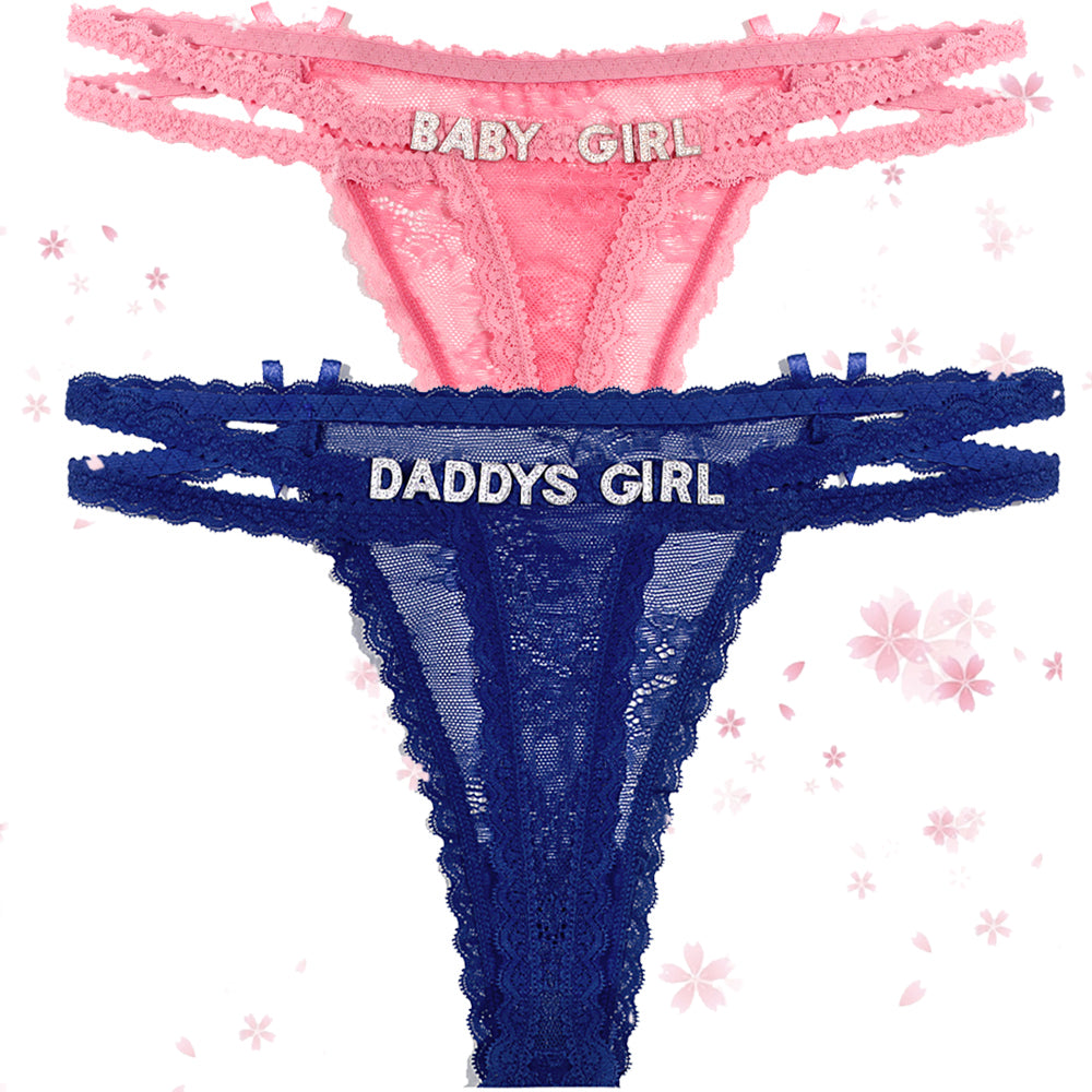 2-Pack Custom lettered lace thongs