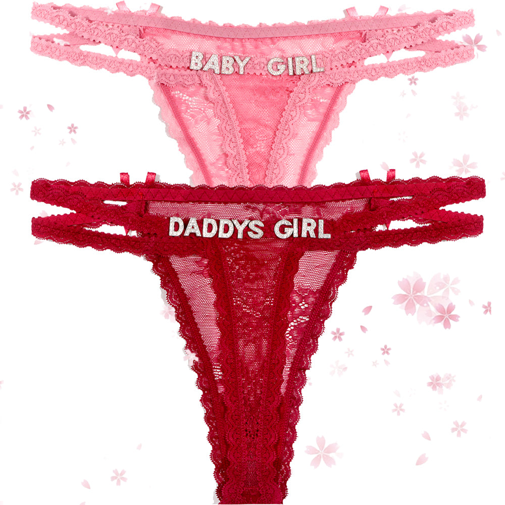 2-Pack Custom lettered lace thongs
