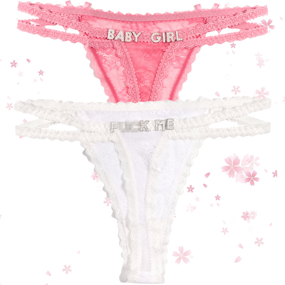 2-Pack Custom lettered lace thongs