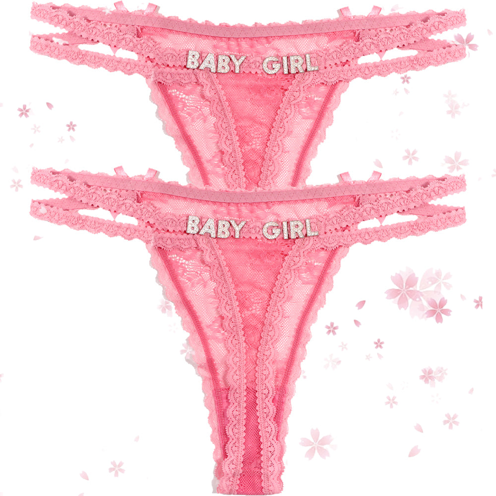 2-Pack Custom lettered lace thongs