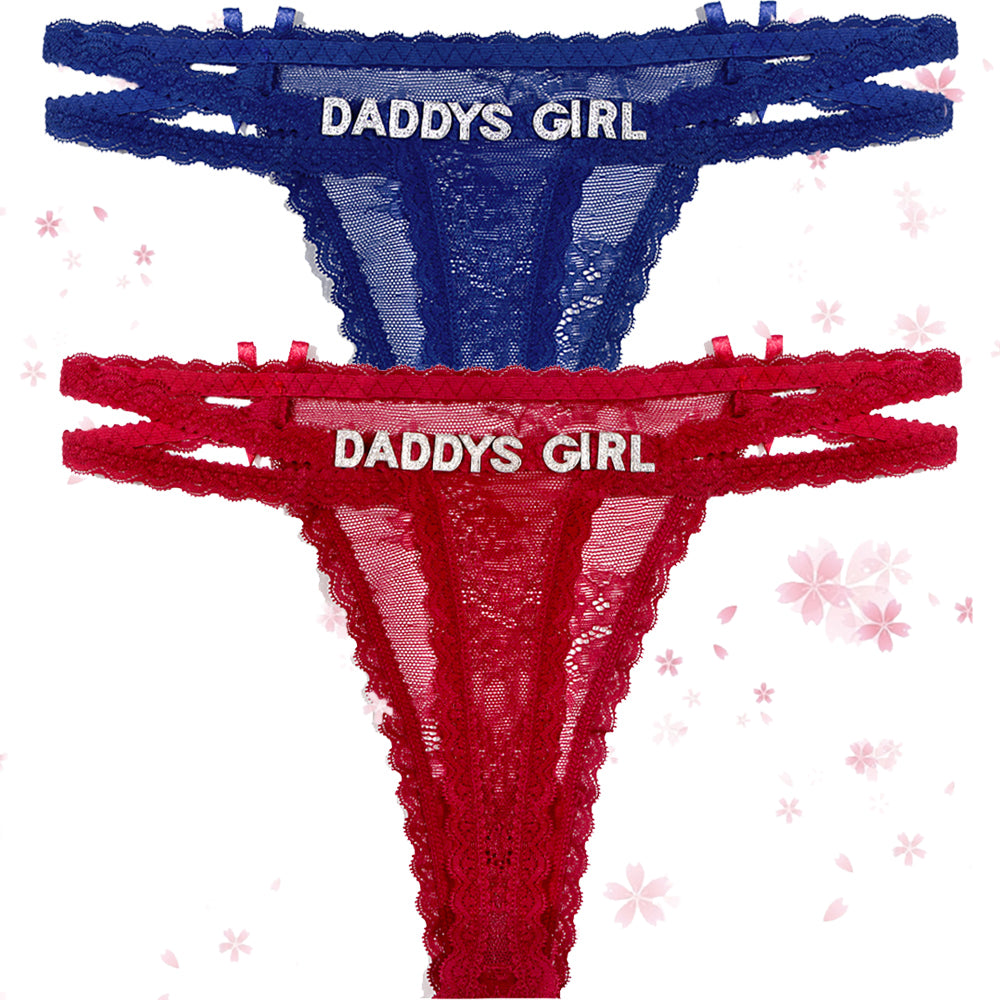 2-Pack Custom lettered lace thongs
