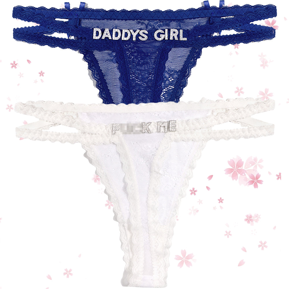 2-Pack Custom lettered lace thongs
