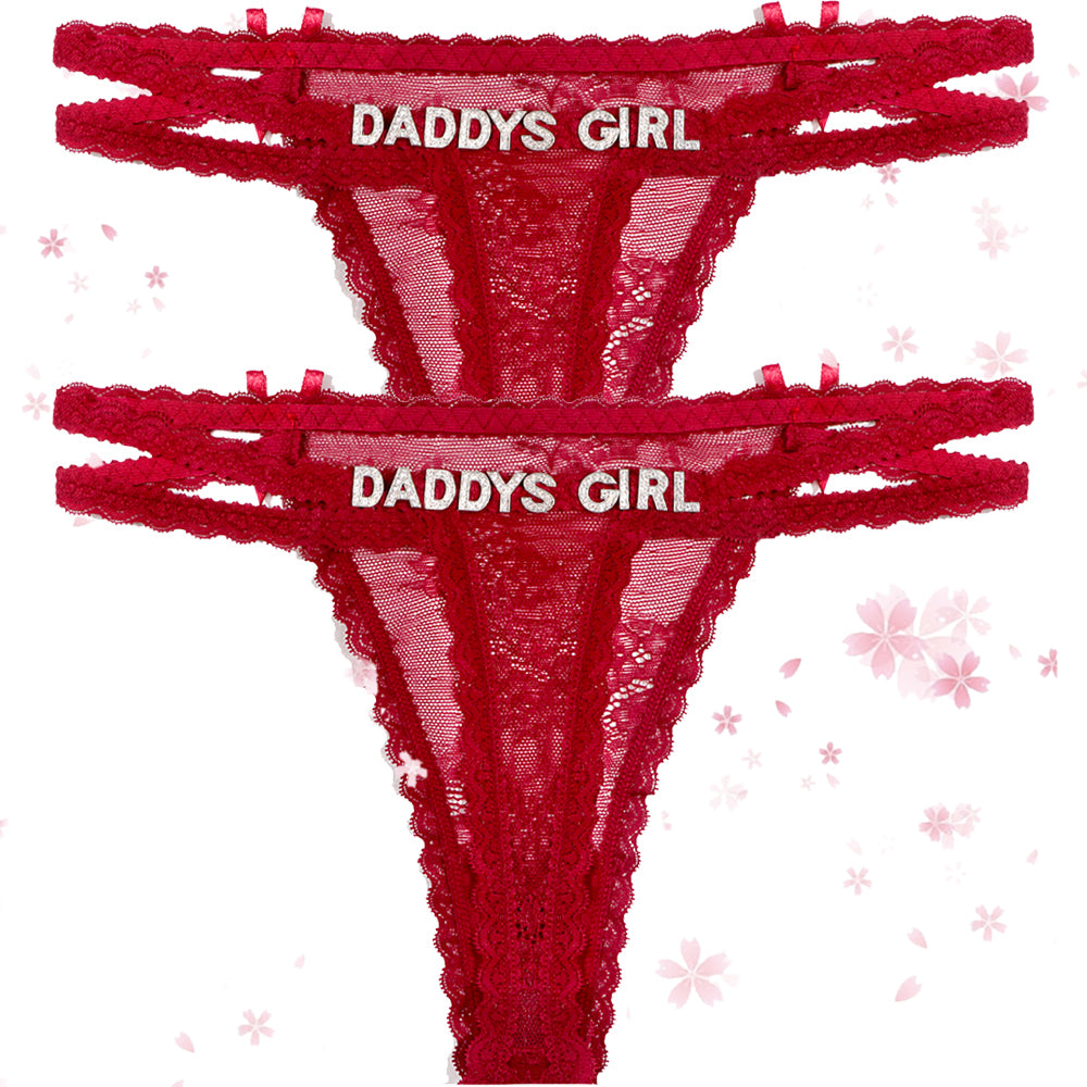 2-Pack Custom lettered lace thongs