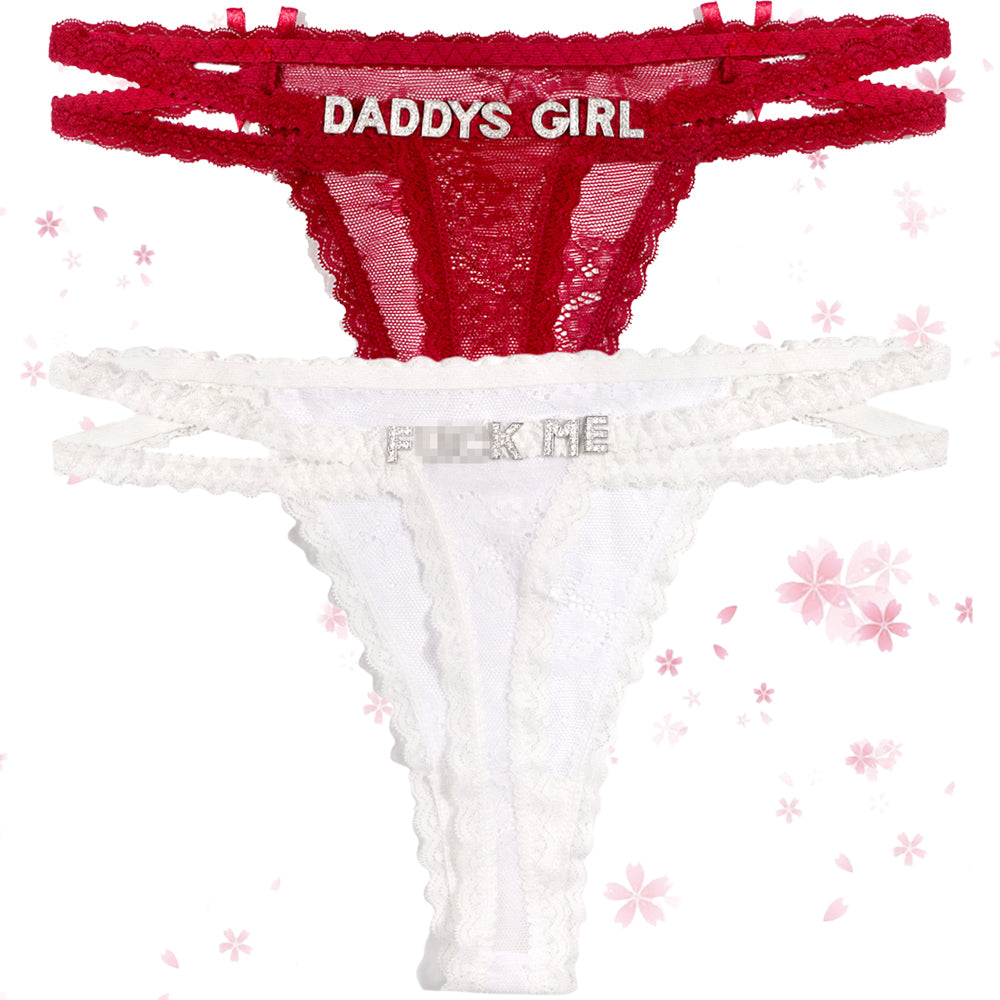 2-Pack Custom lettered lace thongs