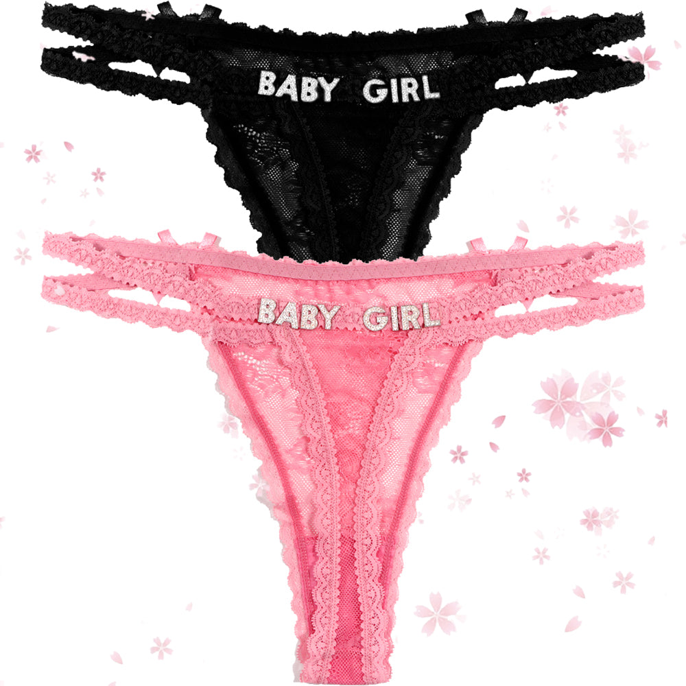2-Pack Custom lettered lace thongs