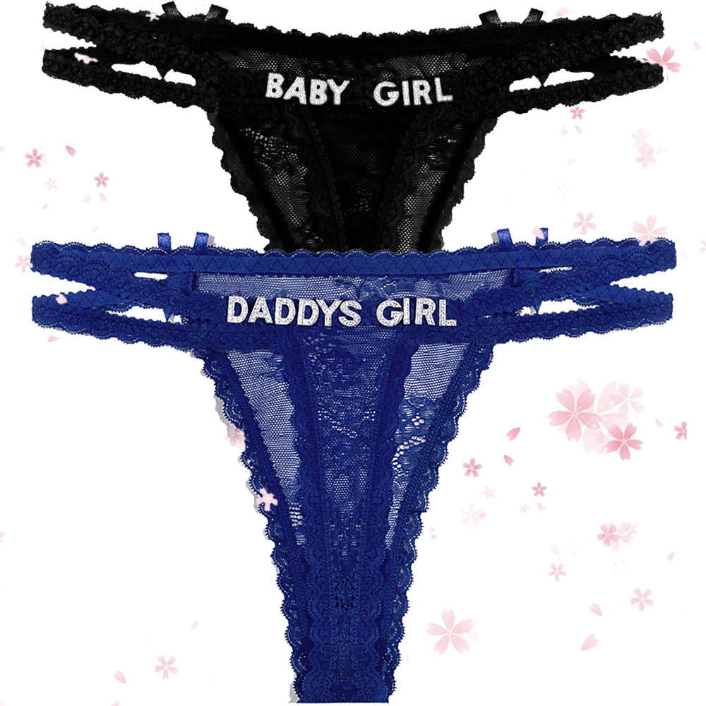 2-Pack Custom lettered lace thongs