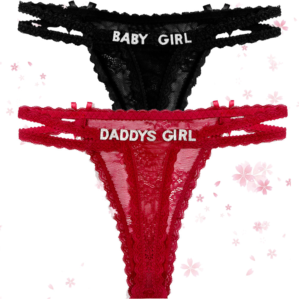 2-Pack Custom lettered lace thongs
