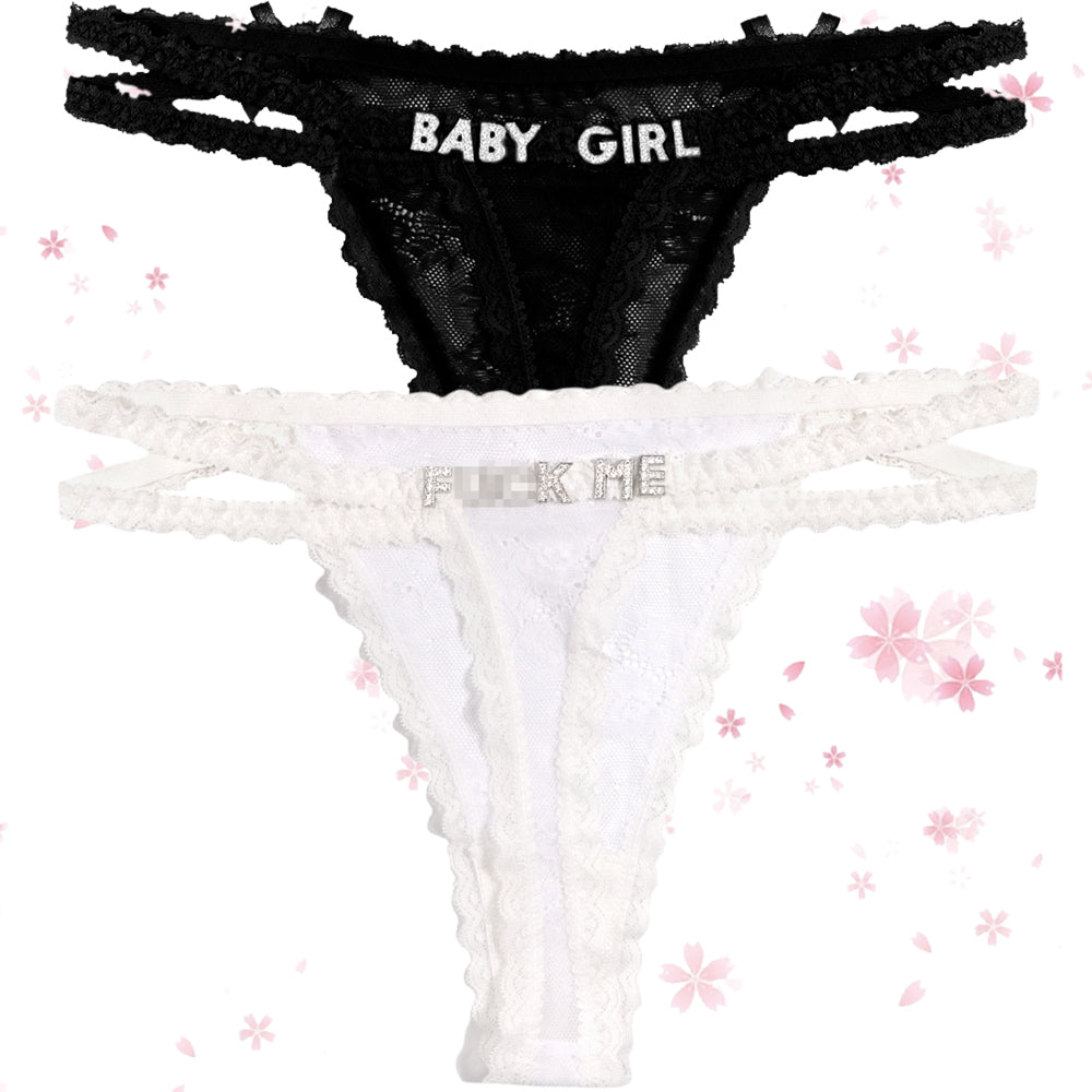 2-Pack Custom lettered lace thongs