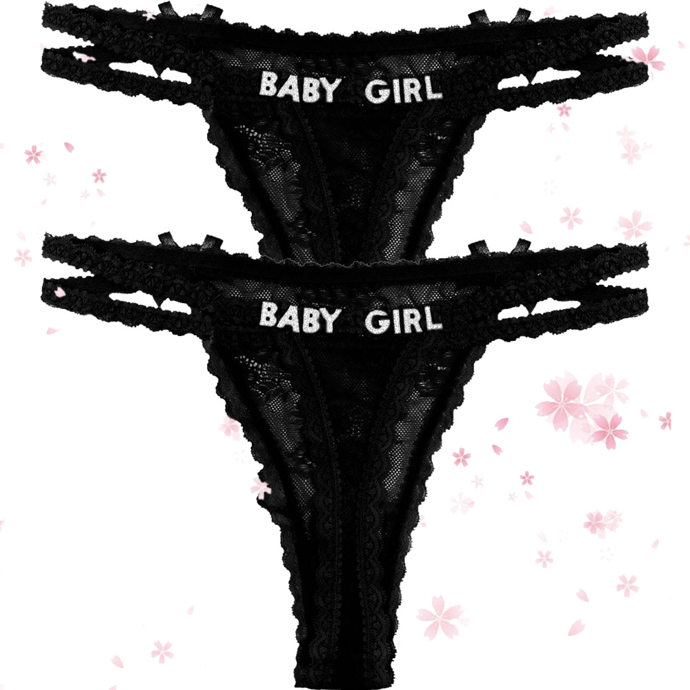 2-Pack Custom lettered lace thongs