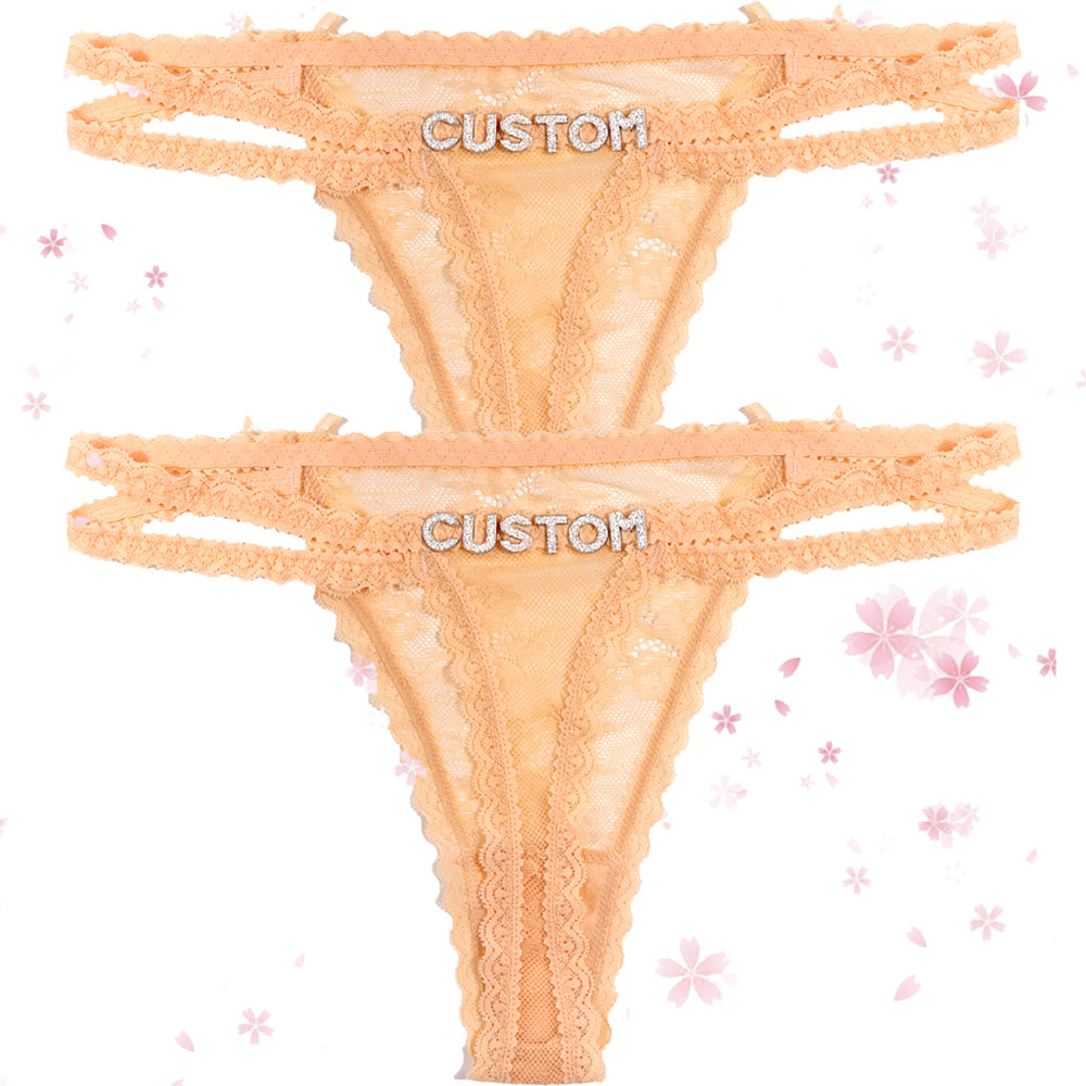 2-Pack Custom lettered lace thongs