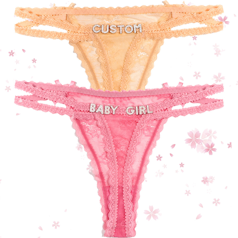 2-Pack Custom lettered lace thongs