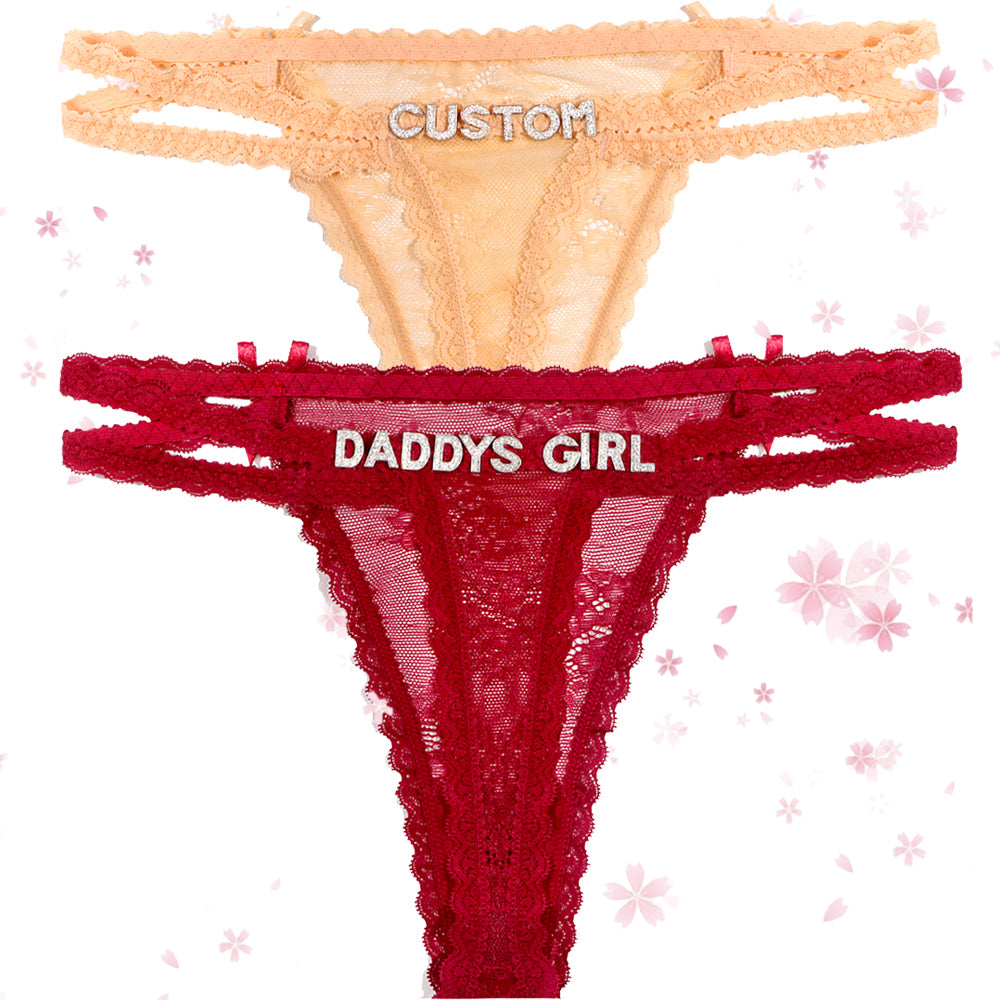 2-Pack Custom lettered lace thongs