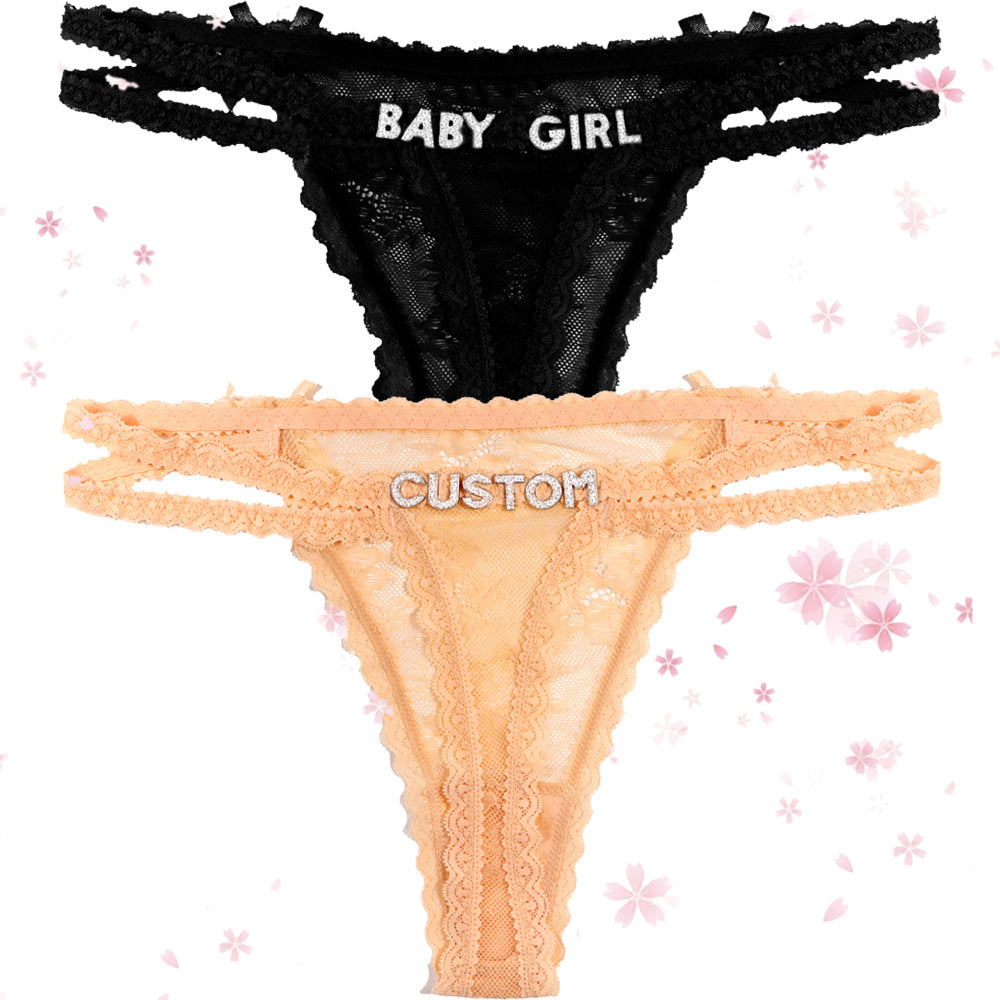 2-Pack Custom lettered lace thongs