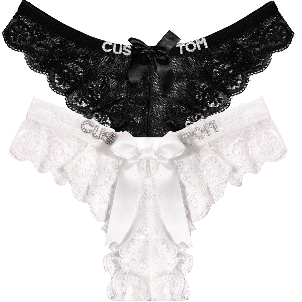 2-Pack Customized letter lace bow thongs