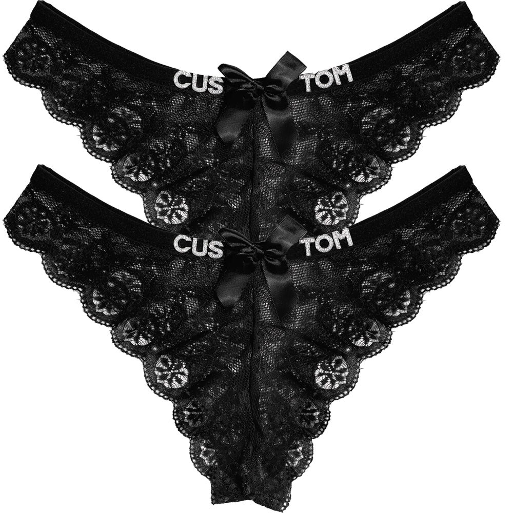 2-Pack Customized letter lace bow thongs