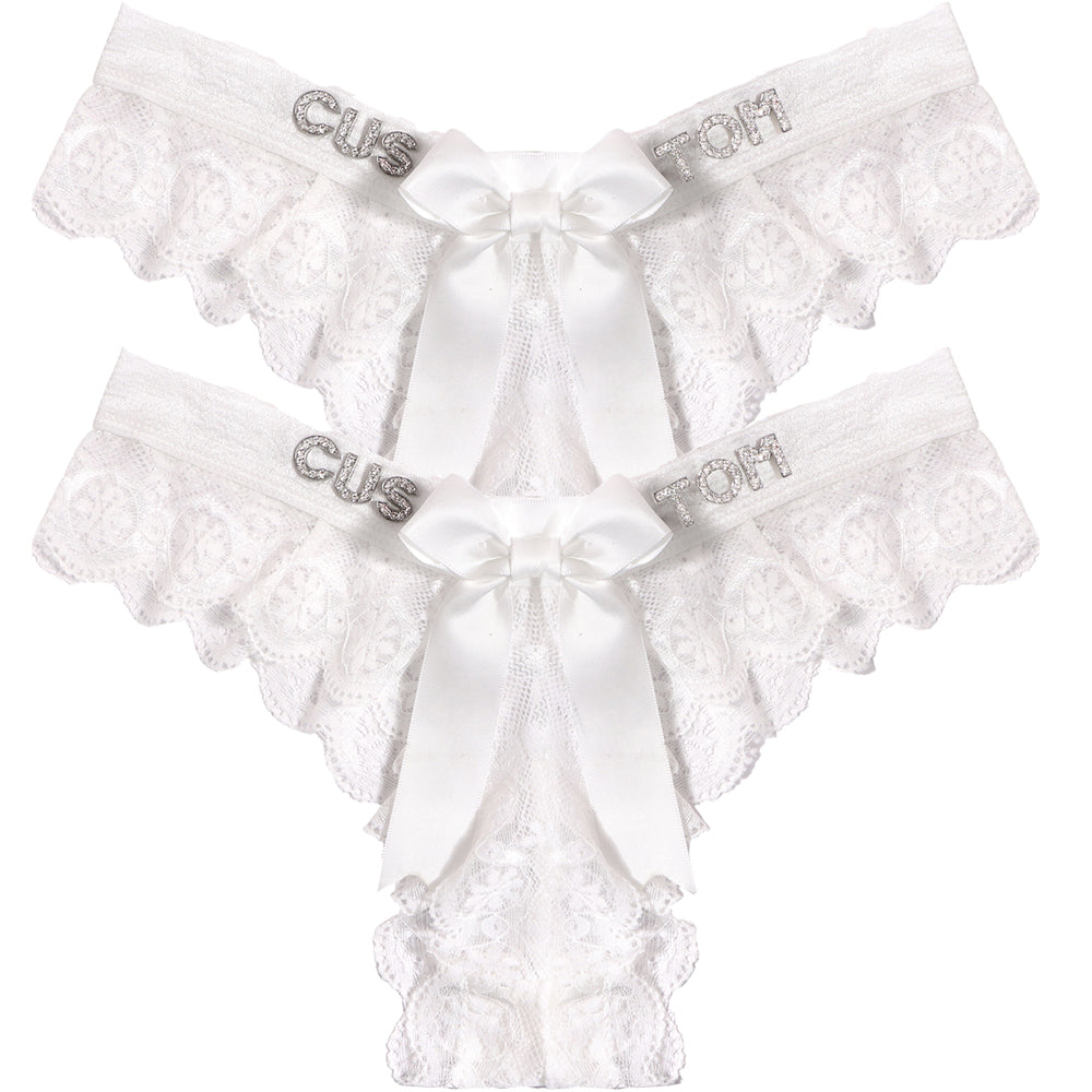 2-Pack Customized letter lace bow thongs