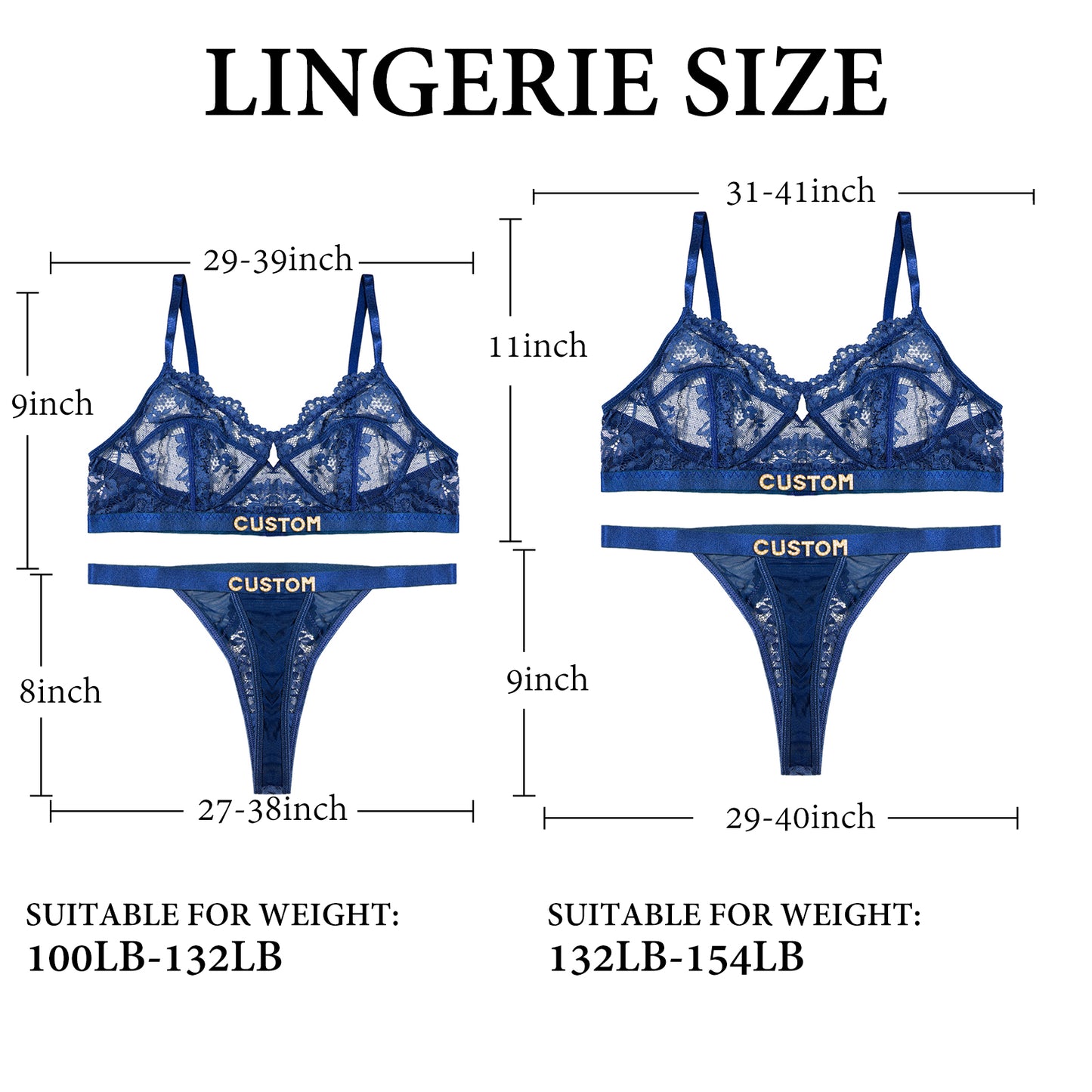 Personalized custom letter lace lingerie set