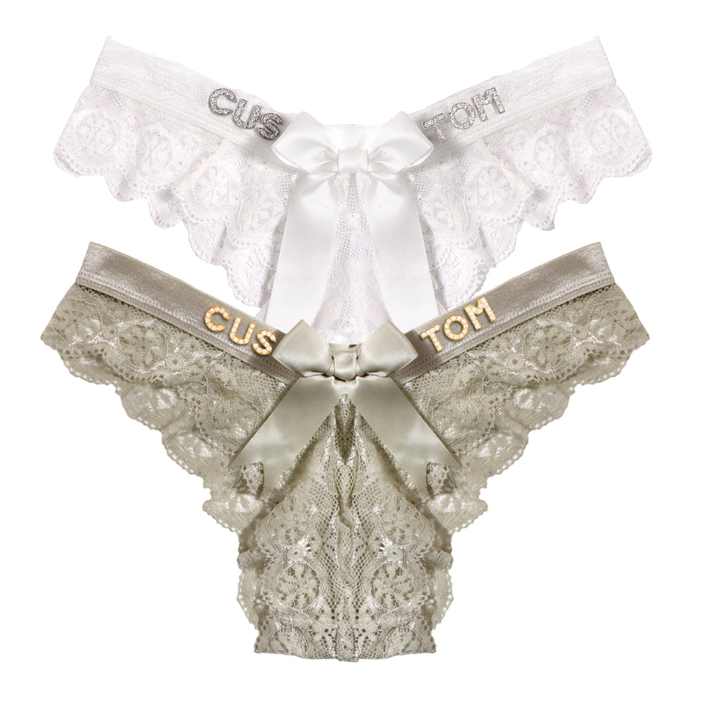 2-Pack Customized letter lace bow thongs