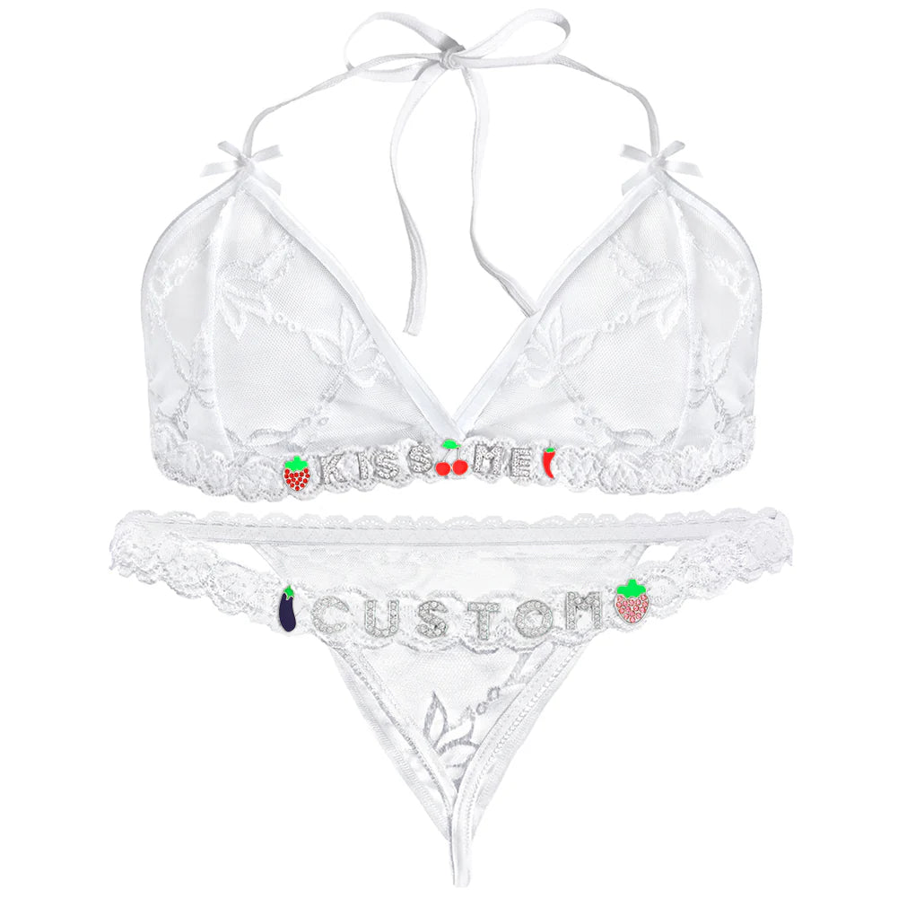 Personalized Lace Lingerie Set – Custom Name Bra + Panty
