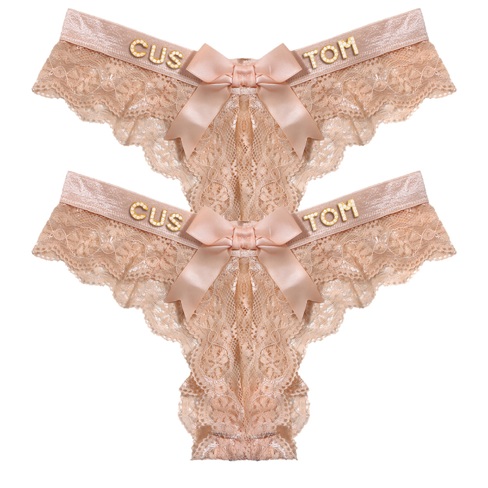 2-Pack Customized letter lace bow thongs