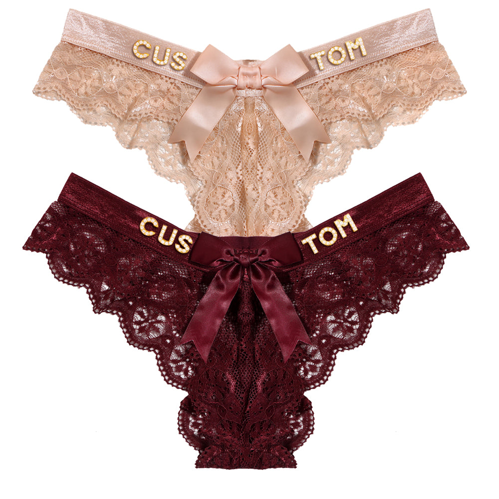 2-Pack Customized letter lace bow thongs