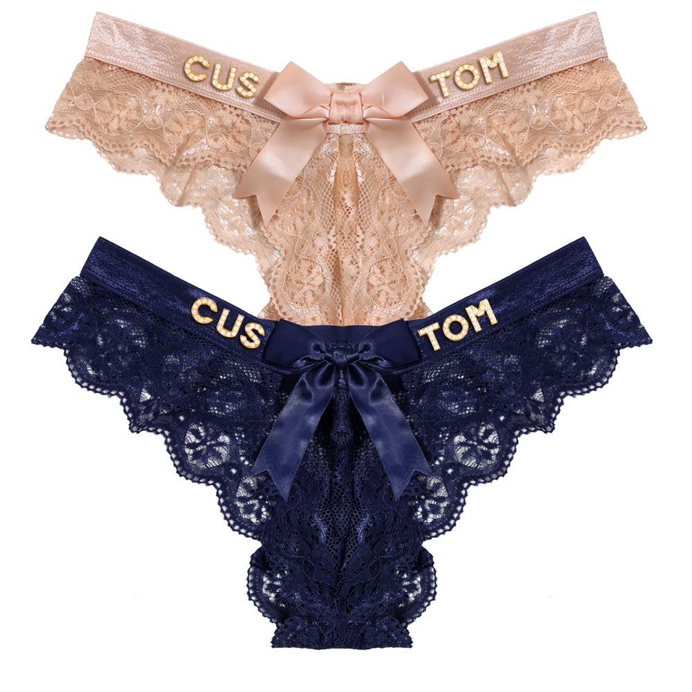 2-Pack Customized letter lace bow thongs