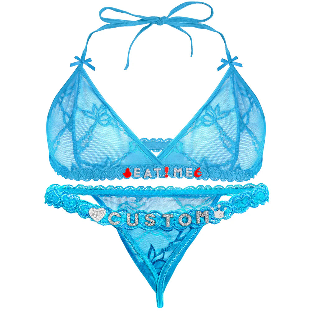 Personalized Lace Lingerie Set – Custom Name Bra + Panty
