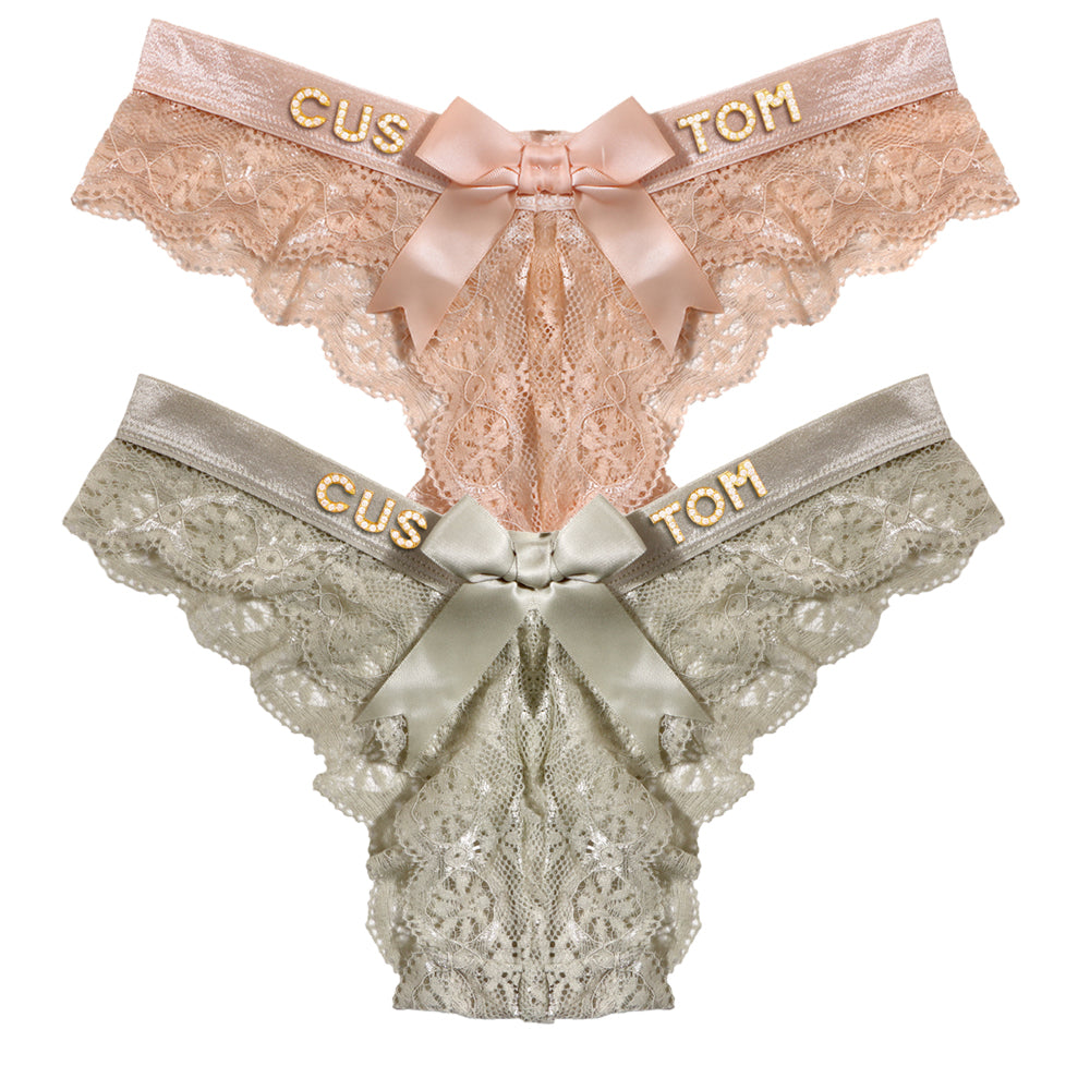 2-Pack Customized letter lace bow thongs