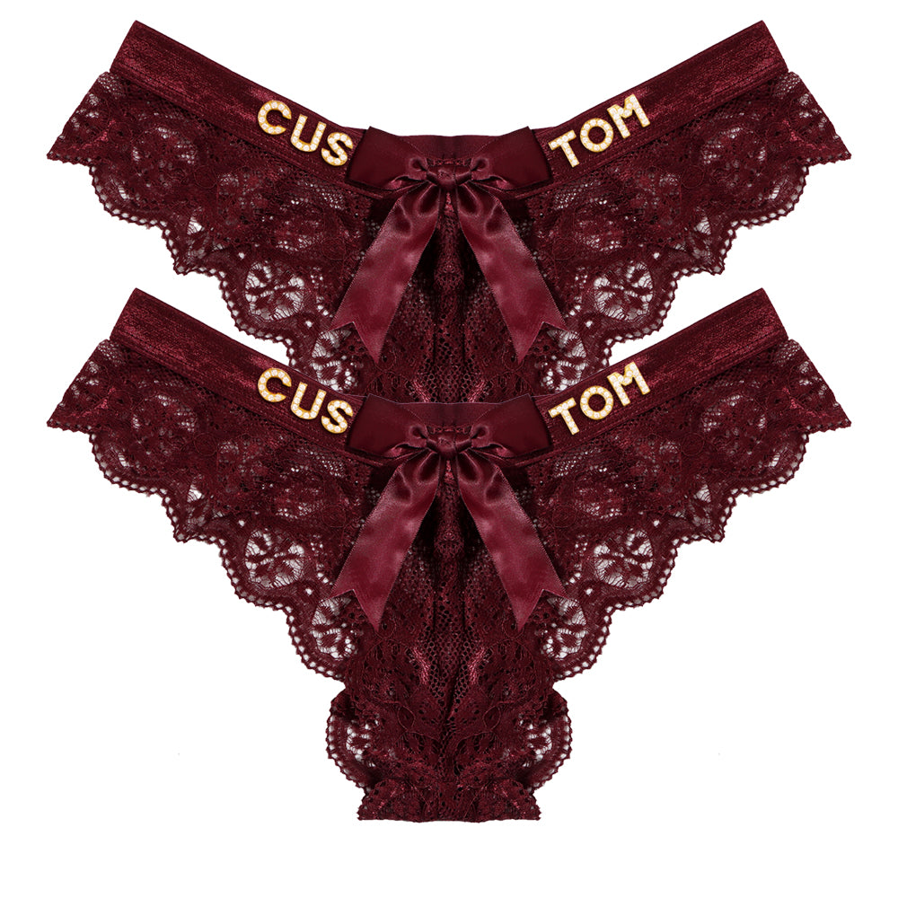 2-Pack Customized letter lace bow thongs
