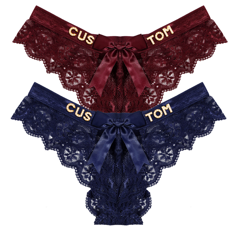 2-Pack Customized letter lace bow thongs