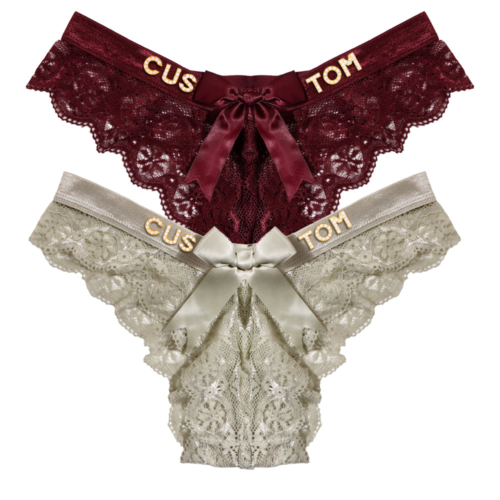 2-Pack Customized letter lace bow thongs