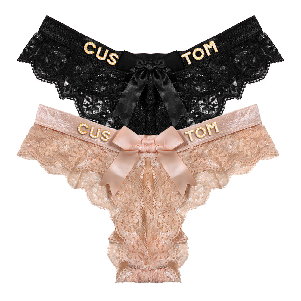 2-Pack Customized letter lace bow thongs
