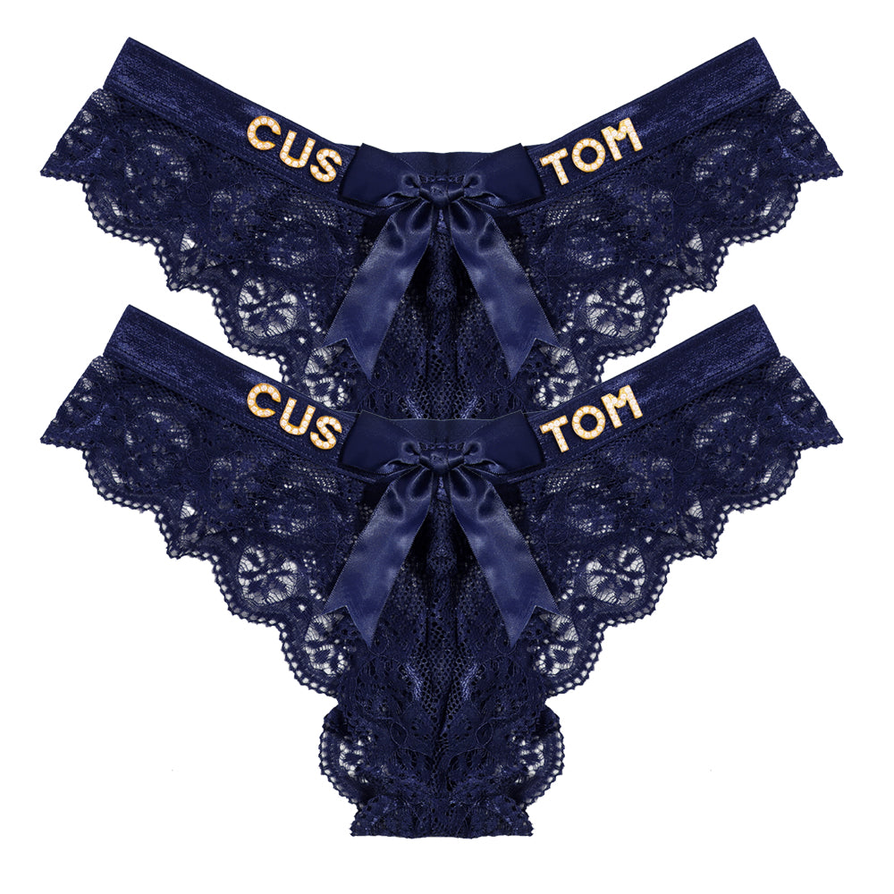 2-Pack Customized letter lace bow thongs