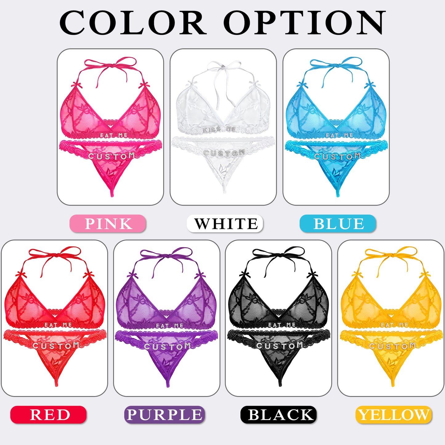 Personalized Thongs with Names Bra Set