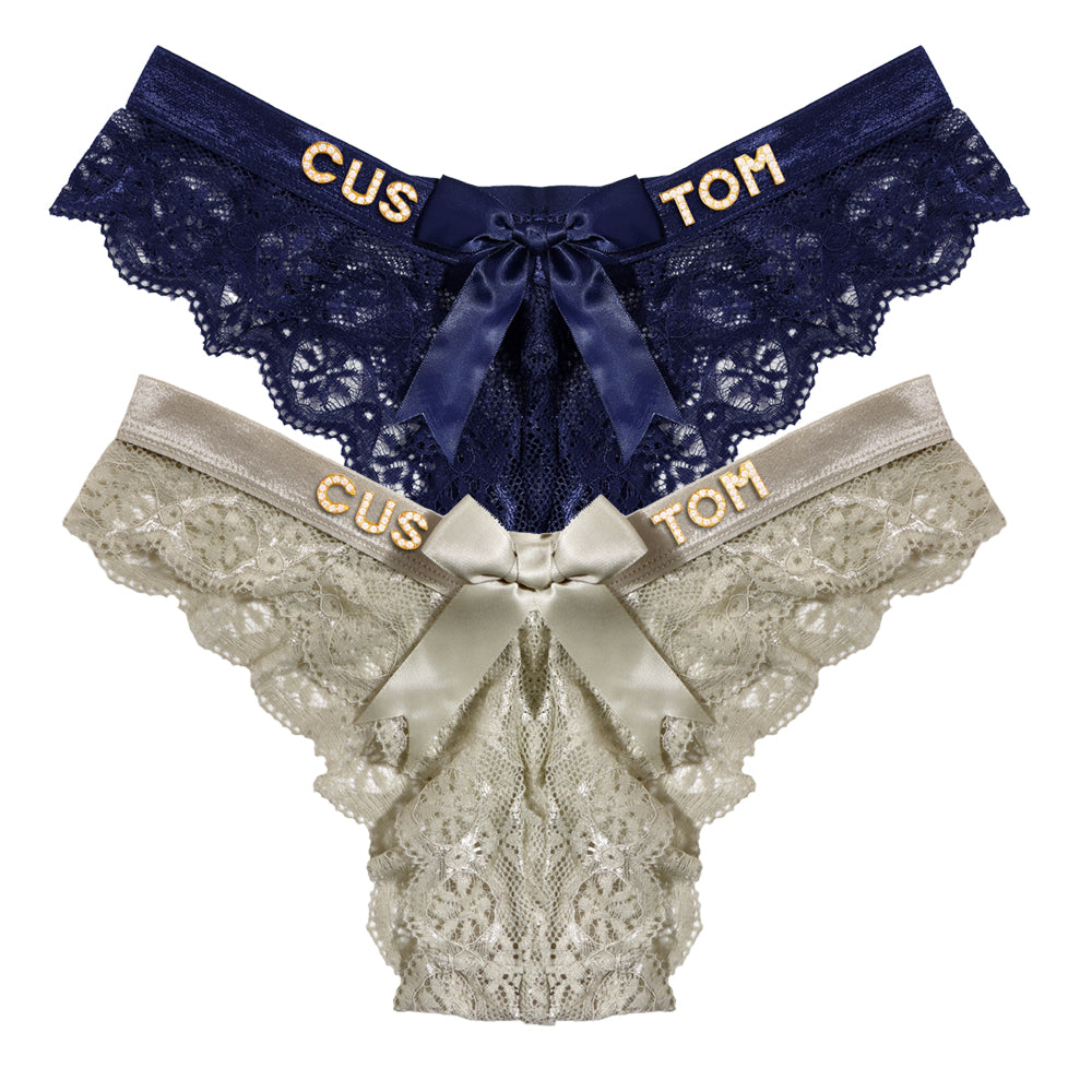 2-Pack Customized letter lace bow thongs