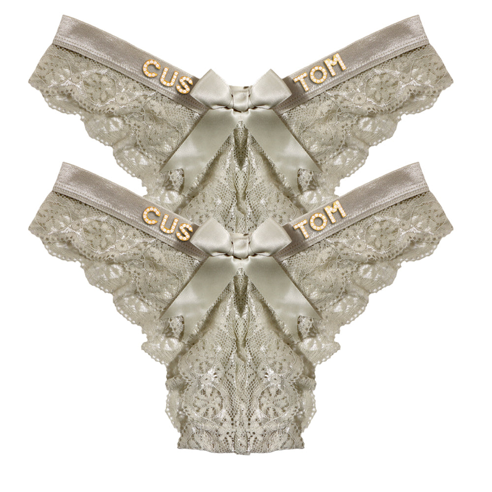 2-Pack Customized letter lace bow thongs