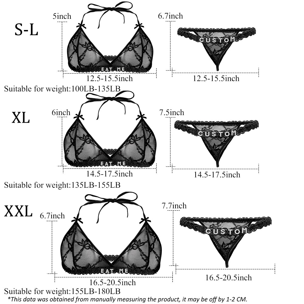 Personalized Lace Lingerie Set – Custom Name Bra + Panty