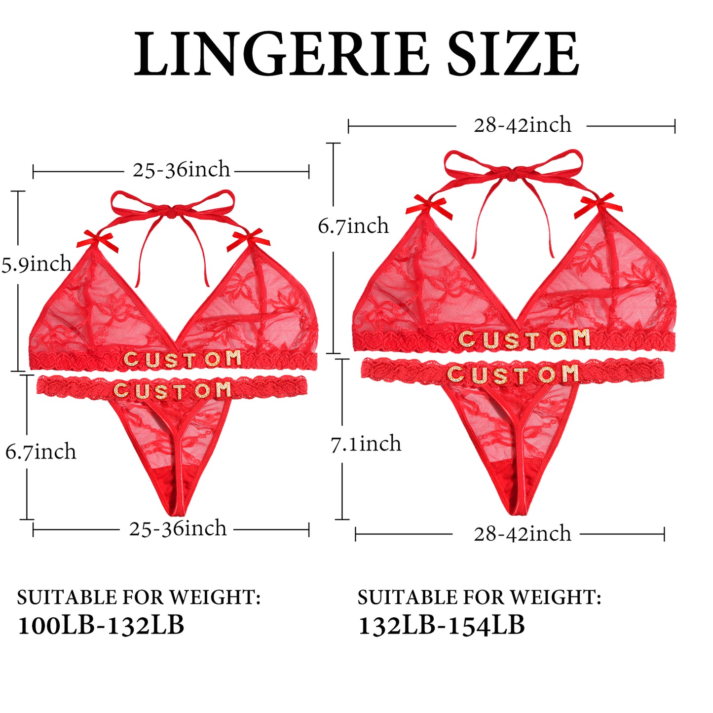 Personalized Thongs with Names Bra Set