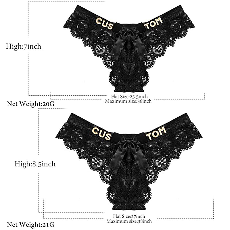 2-Pack Customized letter lace bow thongs