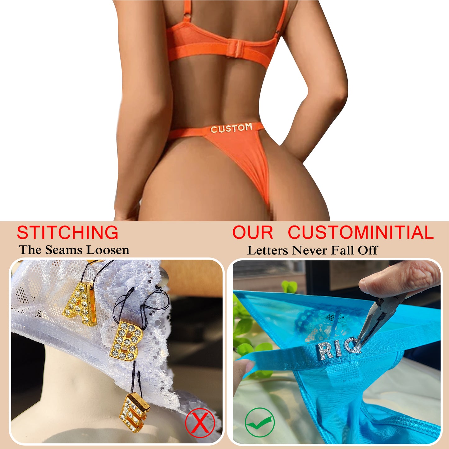 Personalized custom letter lace lingerie set