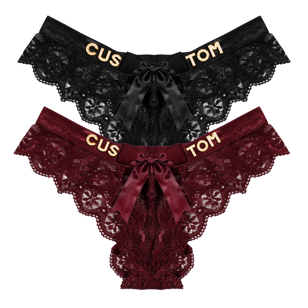 2-Pack Customized letter lace bow thongs