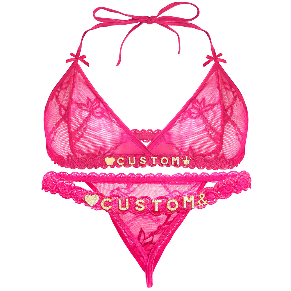 Personalized Lace Lingerie Set – Custom Name Bra + Panty