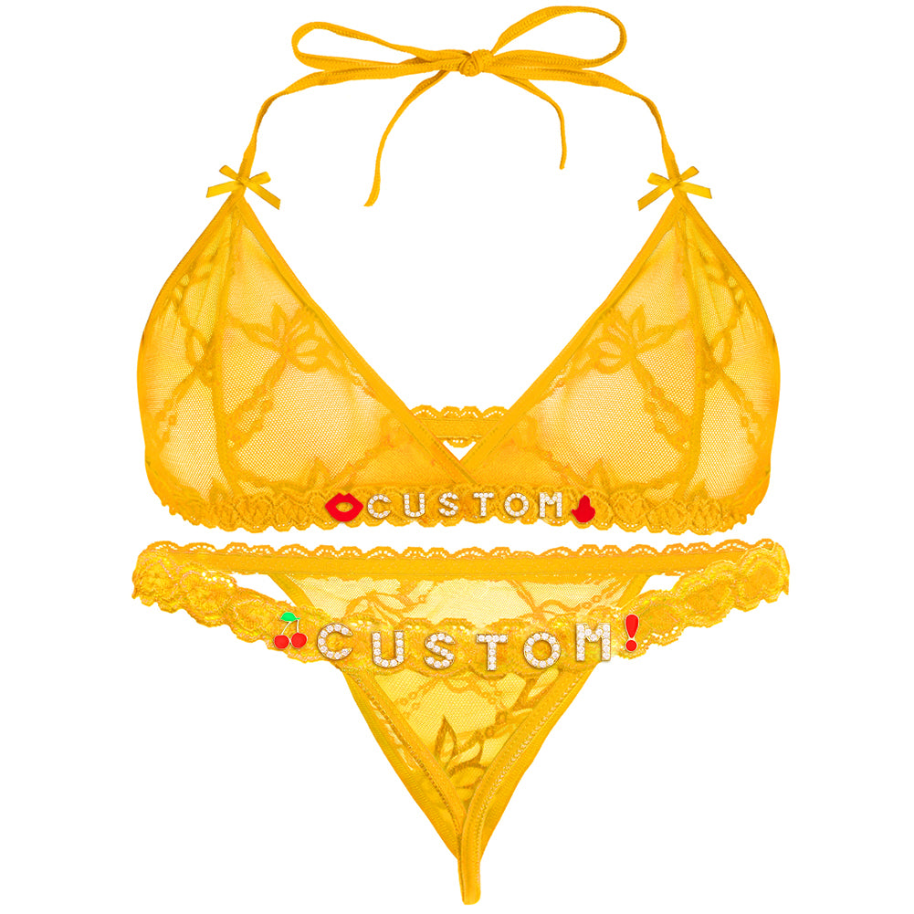 Personalized Lace Lingerie Set – Custom Name Bra + Panty