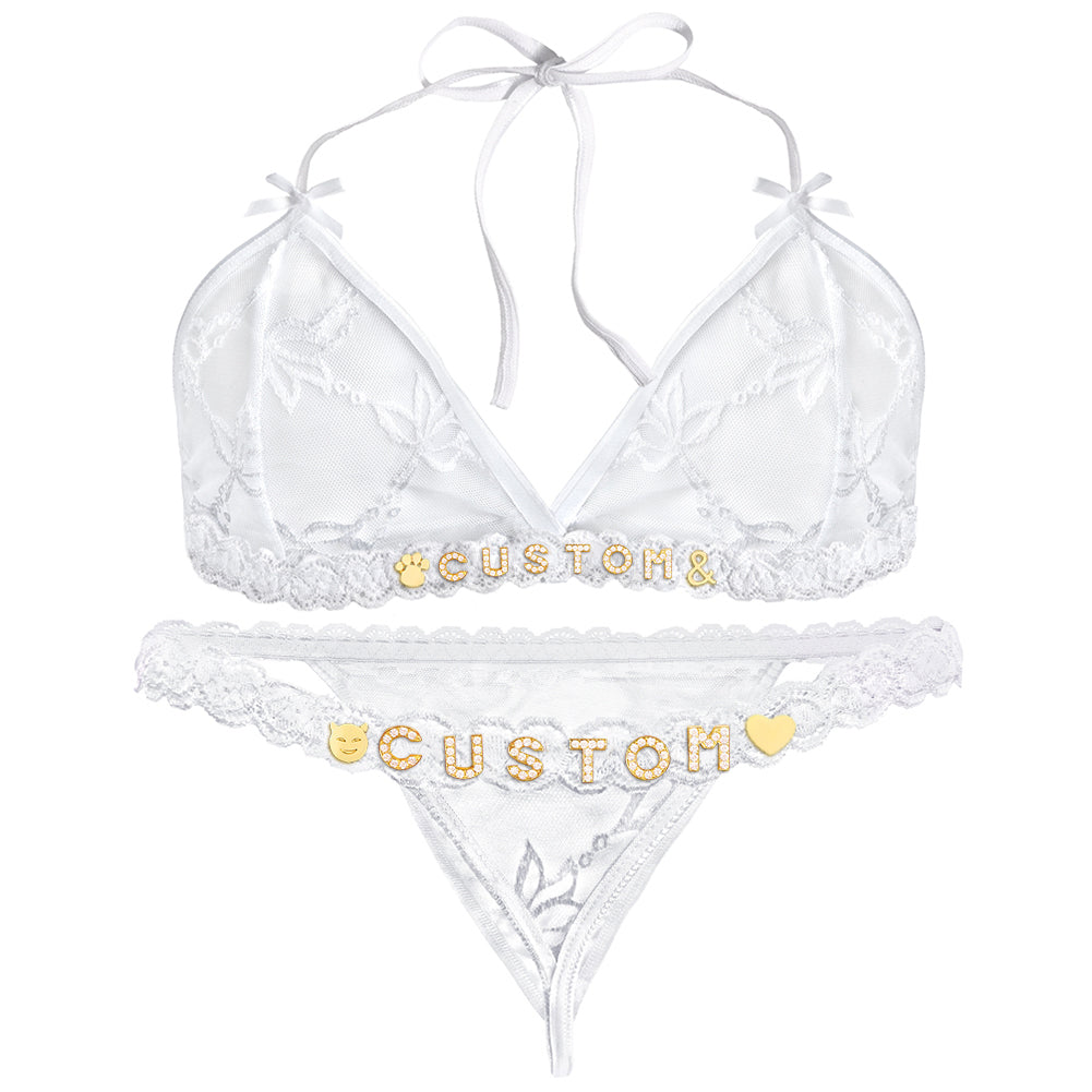 Personalized Lace Lingerie Set – Custom Name Bra + Panty