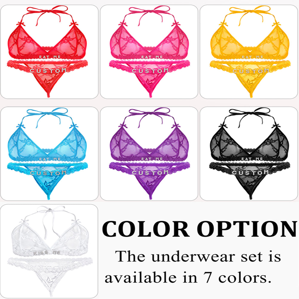 Personalized Lace Lingerie Set – Custom Name Bra + Panty